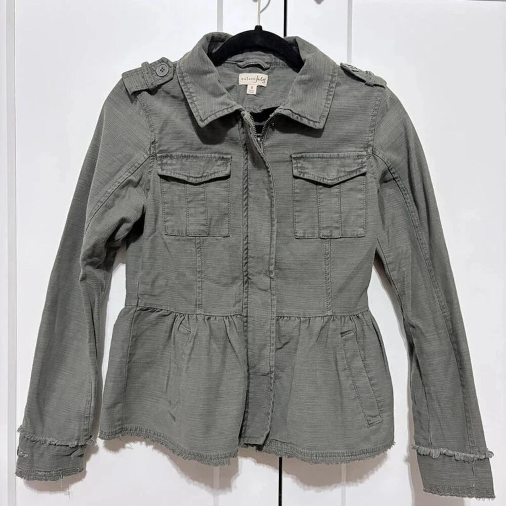Military Core Utility Peplum Jacket Khaki Green Size S by Maison Jules